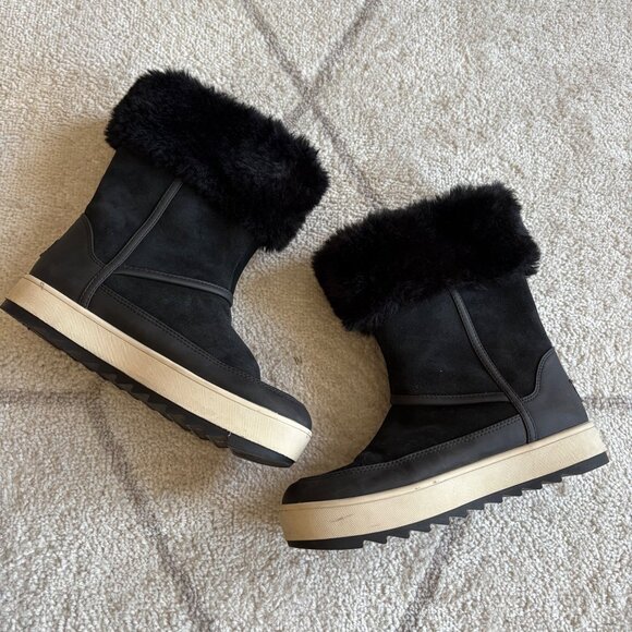 Koolaburra by UGG “Tynlee” Black Waterproof Suede & Faux Fur Mid-Calf Boot - Picture 5 of 6